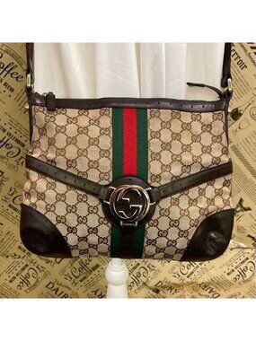 Gucci Interlocking Logo Sherry Line Shoulder Bag GG Canvas